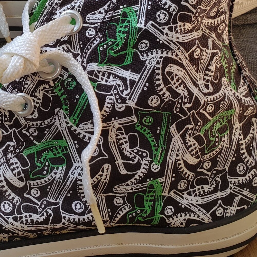 BNWoT CTAS Converse black/kelly green converse allover pattern (11M - 13W) KICKS - Picture 8 of 8